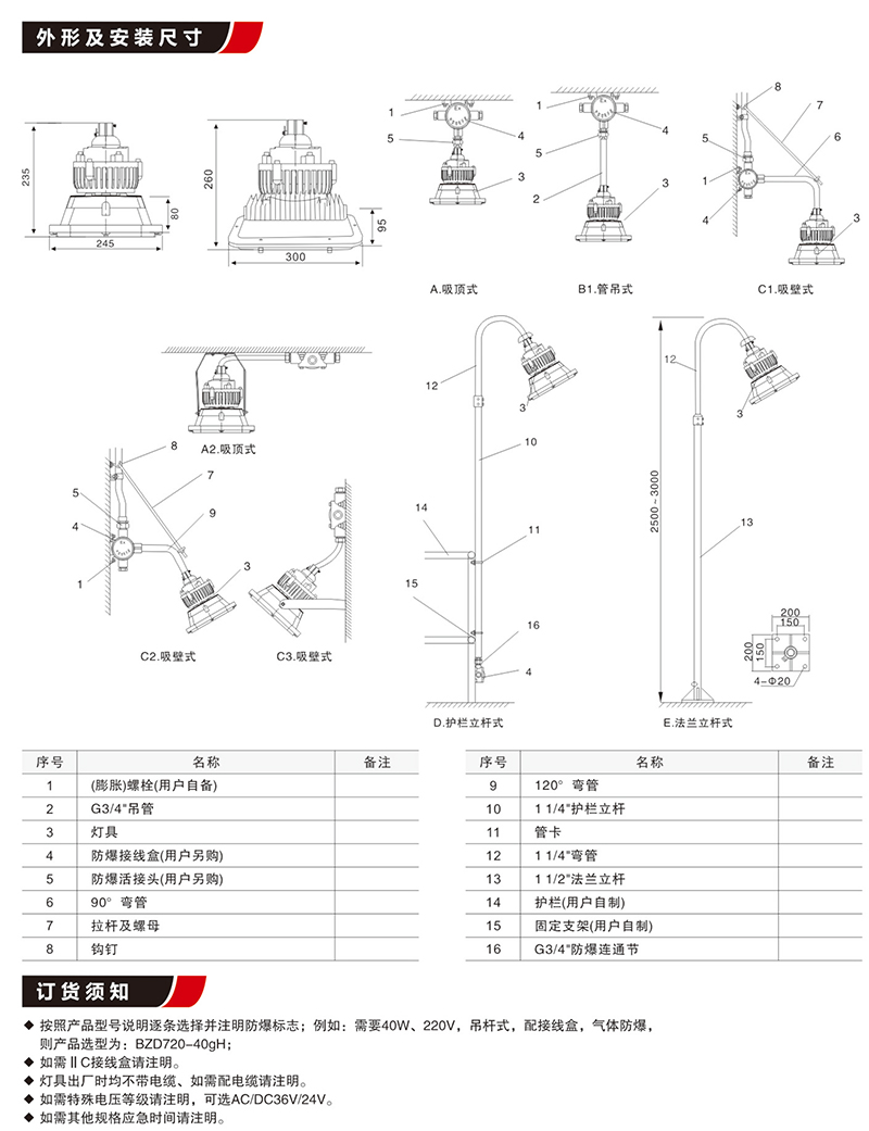 BZD720免维护照明防爆LED灯