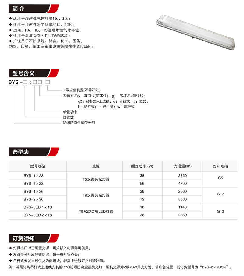 BYS防爆防腐全塑荧光灯