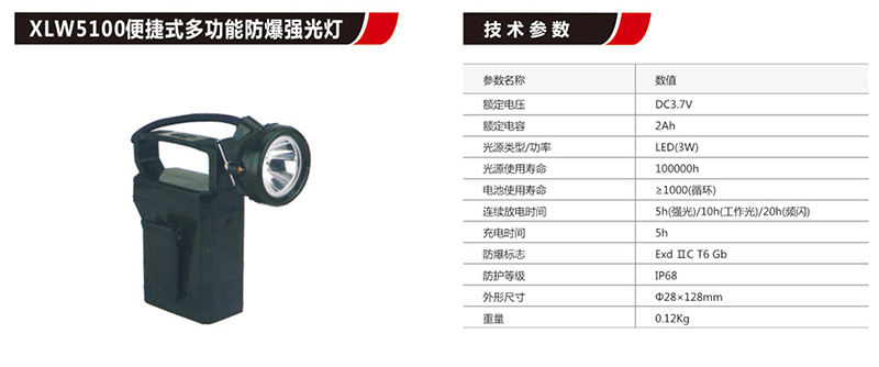 XLM5100便携式多功能防爆强光灯