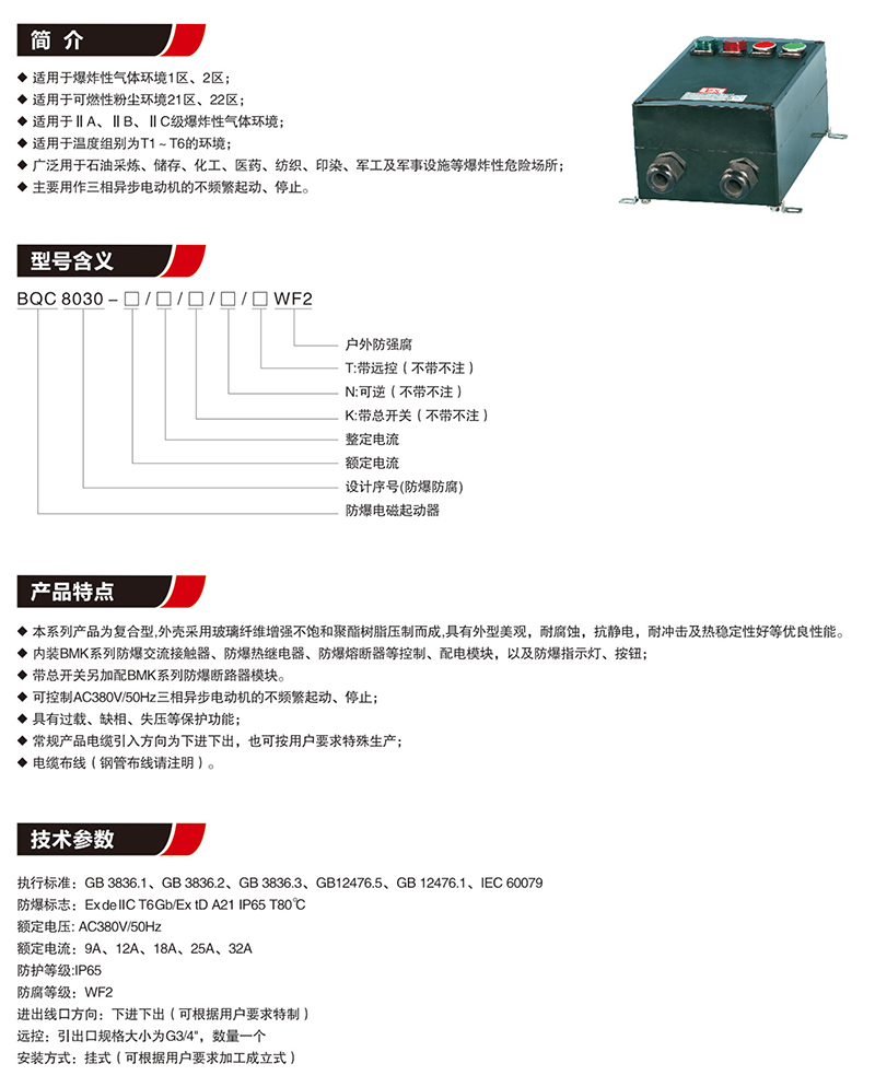 BQC8030防爆防腐磁力起动器